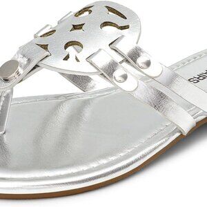 Women's Faux Leather Flip Flops Water-Resistant Summer Thong Flat Sandals